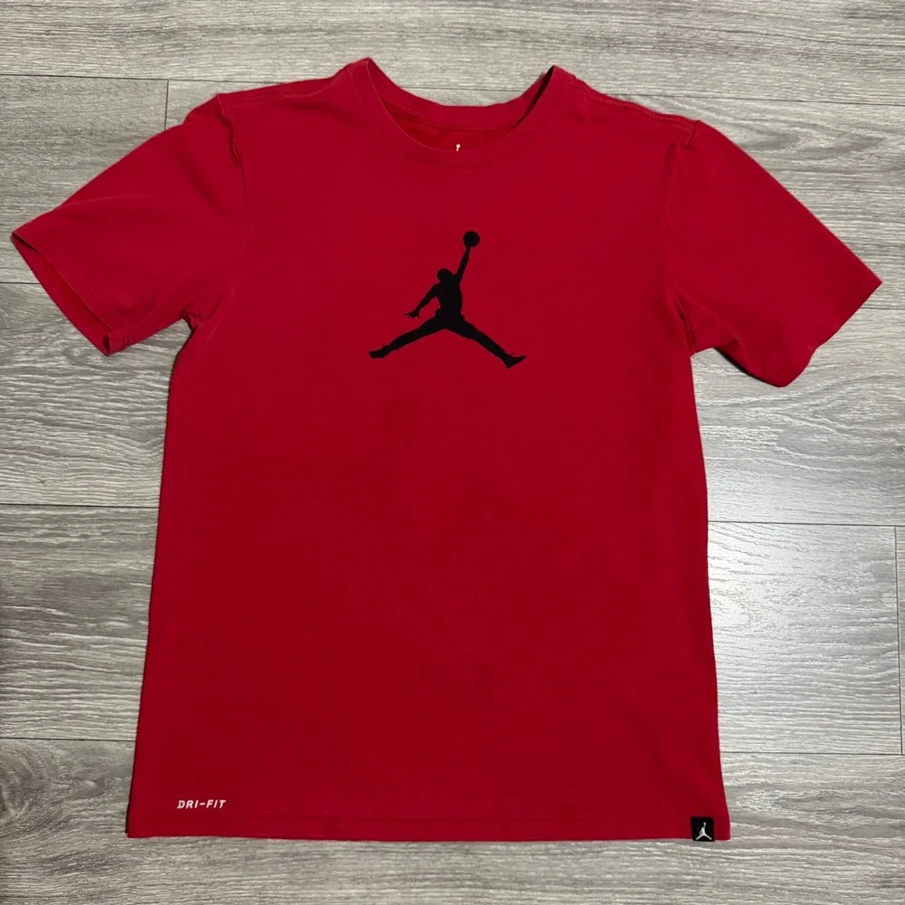 Jordan Dri-FIT Jumpman Logo‎ Graphic T-Shirt Mens Small Red Short Sleeve Tee